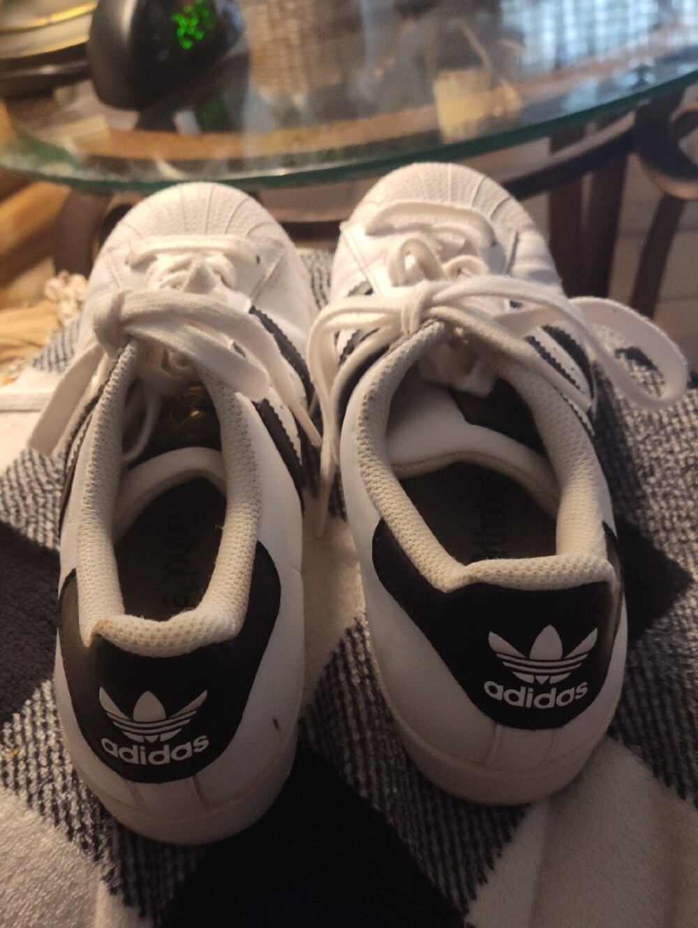adidas Women's Ortholite White and Black Superstar Sneakers - Picture 2 of 3
